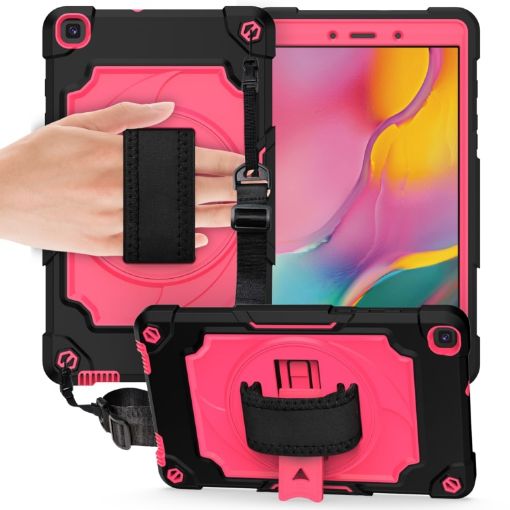 Samsung Tab A 8.0 (2019) T290 Shockproof Case, 360 Rotation, Black/Rose - 1