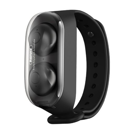 Remax TWS-15 Bluetooth 5.0 Wristband Style True Wireless Earphone Black - 1