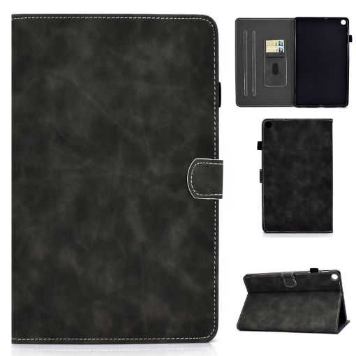 Samsung Galaxy Tab A7 Lite T220 Grey Leather Case with Holder & Slots - 1