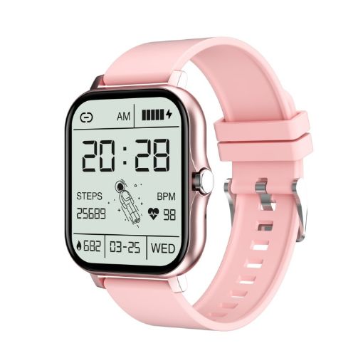 GT20 1.69" TFT Smart Watch, IP67 Waterproof, Pink Silicone Strap - 1