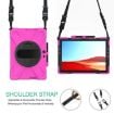 Shockproof Rose Red Case for Microsoft Surface Pro X/2021 with Straps & Pen Slot - 4