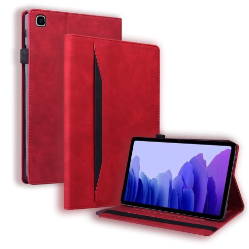 Samsung Galaxy Tab A7 10.4 2020 Red Leather Case with Holder & Slots - 1