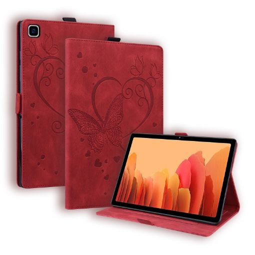 Samsung Galaxy Tab A7 10.4 Love Butterfly Flip Leather Case Red - 1