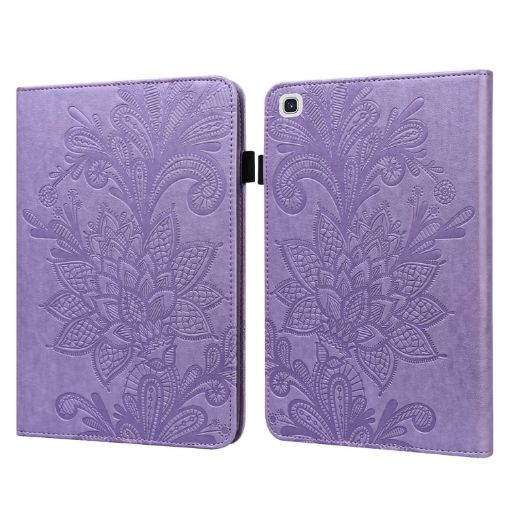 Samsung Galaxy Tab A7 10.4 2020 Lace Flower Flip Leather Case Purple - 1