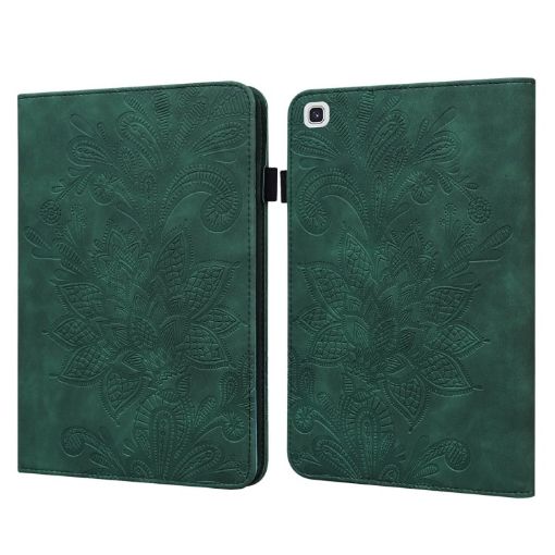 Samsung Galaxy Tab A7 10.4 2020 Lace Flower Flip Leather Case Green - 1
