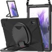 Samsung Galaxy Tab S7 FE T730 Black Silicone PC Case with Holder & Strap - 1