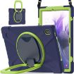 Samsung Galaxy Tab S7 FE T730 Case with Holder & Strap - Navy/Lime - 2