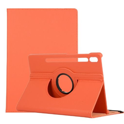 Samsung Galaxy Tab S7 FE T730 Orange 360 Rotating Leather Case - 1
