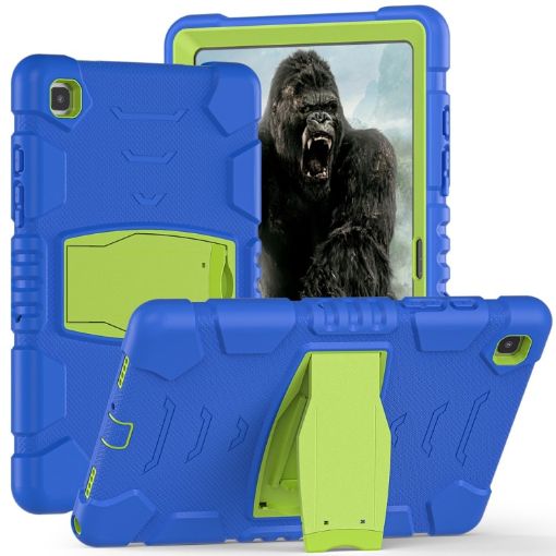 Samsung Galaxy Tab A7 T500 Shockproof Case with Holder - Blue/Lime - 1