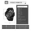 SKMEI 1725 Black LED Digital Watch - Three Time Display, Luminous - 8