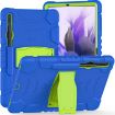 Samsung Galaxy Tab S7+/S7 FE/S8+ 3-Layer Case with Holder (Blue+Lime) - 1