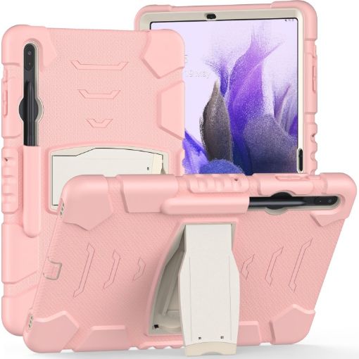 Samsung Galaxy Tab S7+/S7 FE/S8+ 3-Layer Case with Holder - Pink - 1