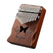 17 Tone Acacia Wood Kalimba Thumb Piano - Coffee Butterfly Design - 1