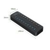 ORICO CT2U3-10AB-BK 10-Port USB HUB with Switches, EU Plug, Black - 2