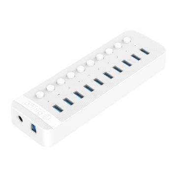 ORICO CT2U3-10AB-WH 10-Port USB HUB with Switches, AU Plug, White - 1