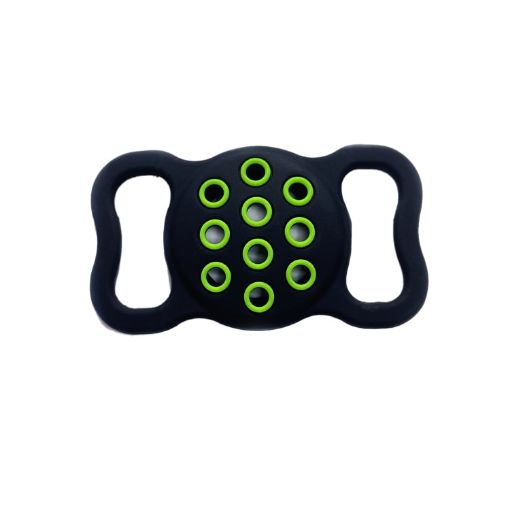 Dual-Color Shockproof Silicone Pet Collar Case for AirTag (Black Green) - 1