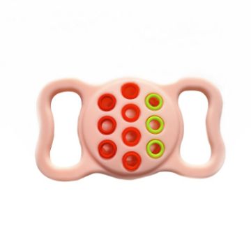 Dual-Color Shockproof Silicone Pet Collar Case for AirTag (Pink Red Green) - 1