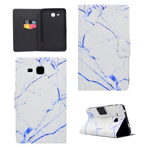 Galaxy Tab A 7.0 (2016) T280 White Marble Flip Case with Holder & Card Slot - 1