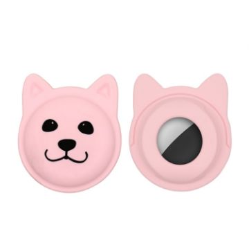 Cute Cartoon Pet Collar Anti-lost Tracker Case for AirTag - Pink Silicone - 1