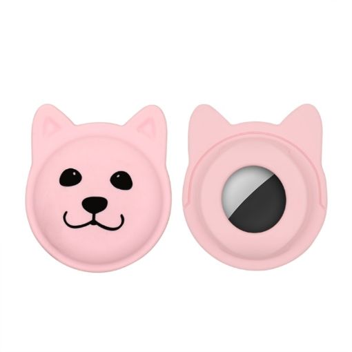 Cute Cartoon Pet Collar Anti-lost Tracker Case for AirTag - Pink Silicone - 1