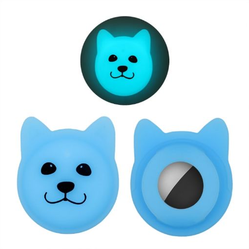 Cute Cartoon Pet Collar Tracker Case for AirTag - Fluorescent Blue - 1