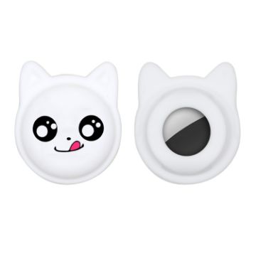 Naughty Smile Cute Cartoon Pet Collar AirTag Tracker Case (White) - 1