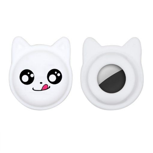 Naughty Smile Cute Cartoon Pet Collar AirTag Tracker Case (White) - 1