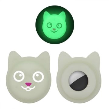 Cute Cartoon Pet Collar Silicone Case for AirTag - Fluorescent Green - 1