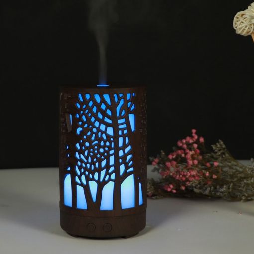 USB 200ml Wooden Essential Oil Aromatherapy Humidifier Dark Brown - 1