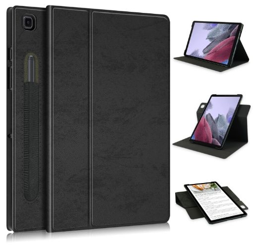 Samsung Galaxy Tab A7 Lite 8.7 2021 Leather Case 360 Rotation Black - 1