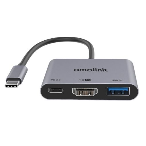 Amalink 9175D Type-C/USB-C to HDMI + USB 3.0 + PD HUB Adapter Grey - 1