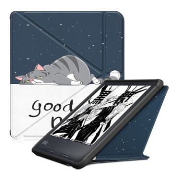 KOBO Libra2 2021 Multi-folding Leather Tablet Case - Lazy Cat Design - 1