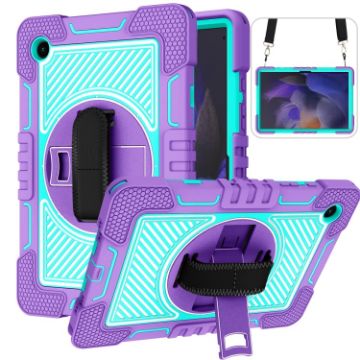 Samsung Galaxy Tab A8 10.5 2021 Case, 360 Rotation, Purple/Mint Green - 1