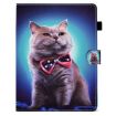 10" Tablet Case with Pen Slot - Bow Tie Cat Design, Leather Cover - 2