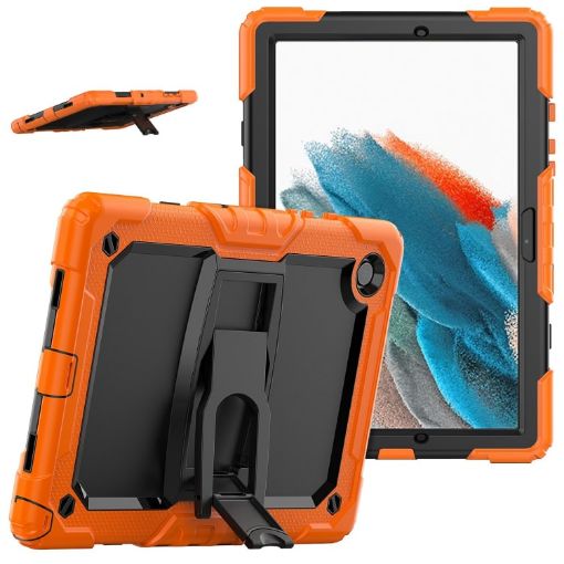 Samsung Galaxy Tab A8 10.5 2021 Shockproof Case, Black Silicone + PC, Orange - 1