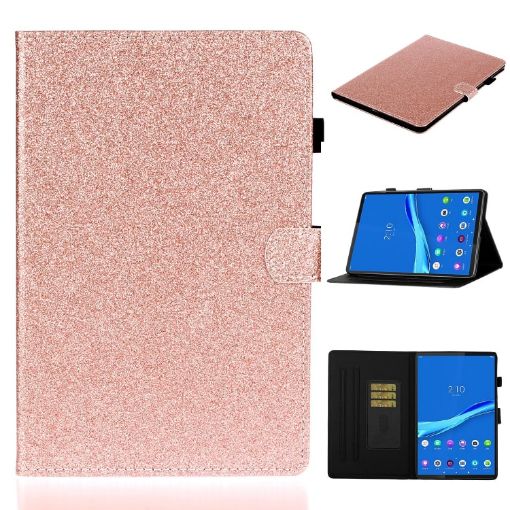 Samsung Galaxy Tab A8 10.5 2021 Glitter Leather Case Rose Gold - 1