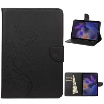 Samsung Galaxy Tab A8 10.5 2021 Butterfly Flower Leather Case Black - 1