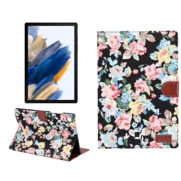 Samsung Galaxy Tab A8 10.5 2021 X200/X205 Flower Leather Case Black - 1