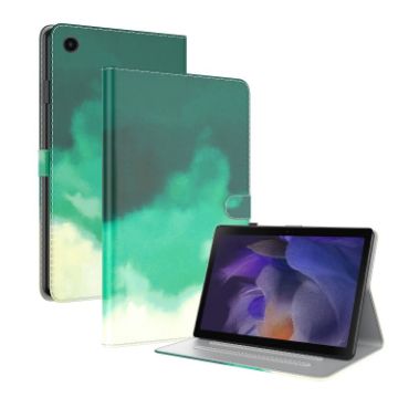 Samsung Galaxy Tab 9 Cyan Green Watercolor Flip Leather Case - 1