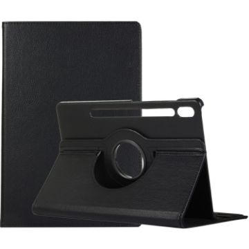 Samsung Galaxy Tab S8 Ultra 360 Rotation Leather Case (Black) - 1