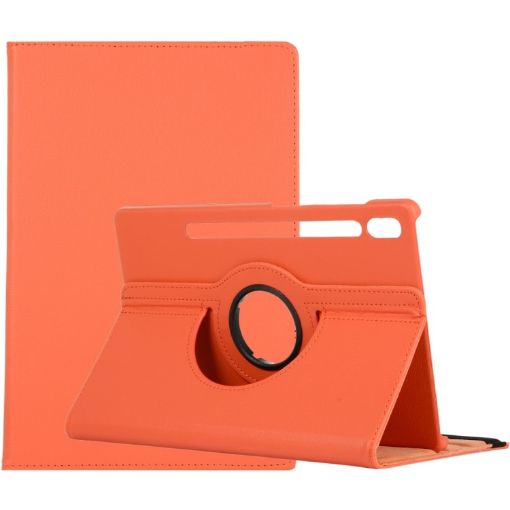 Samsung Galaxy Tab S8 Ultra 360 Rotation Litchi Leather Case Orange - 1