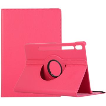 Samsung Galaxy Tab S8 Ultra Rose Red 360 Rotation Leather Case - 1
