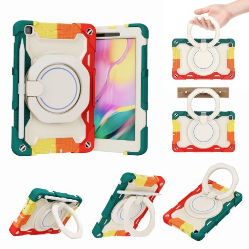 Samsung Galaxy Tab A 8.0 2019 SM-T290 Armor Case, Colorful Red Silicone+PC - 1