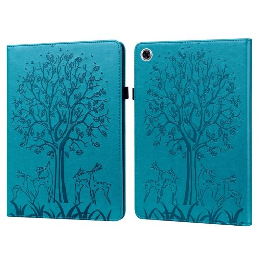 Samsung Galaxy Tab A8 10.5 2021 Tree & Deer Leather Case Blue - 1