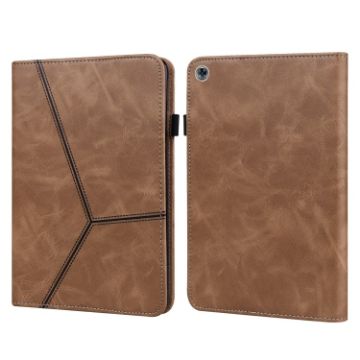 Huawei MediaPad M5 Lite 10.1 Brown Embossed Striped Leather Case - 1