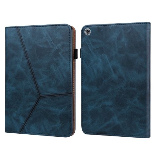 Huawei MediaPad M5 Lite 10.1 Blue Embossed Striped Leather Case - 1