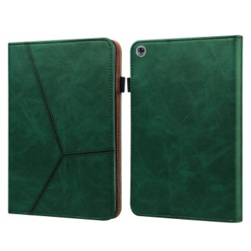 Huawei MediaPad M5 Lite 10.1 Green Embossed Striped Leather Case - 1