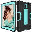 Galaxy Tab A 8.0 (2018) T387 Black/Aqua Silicone + PC Case with Holder - 3