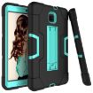 Galaxy Tab A 8.0 (2018) T387 Black/Aqua Silicone + PC Case with Holder - 4