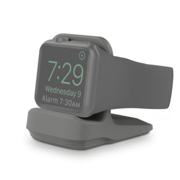 Grey Silicone Charging Holder for Apple Watch - Compact & Durable Design - 1
